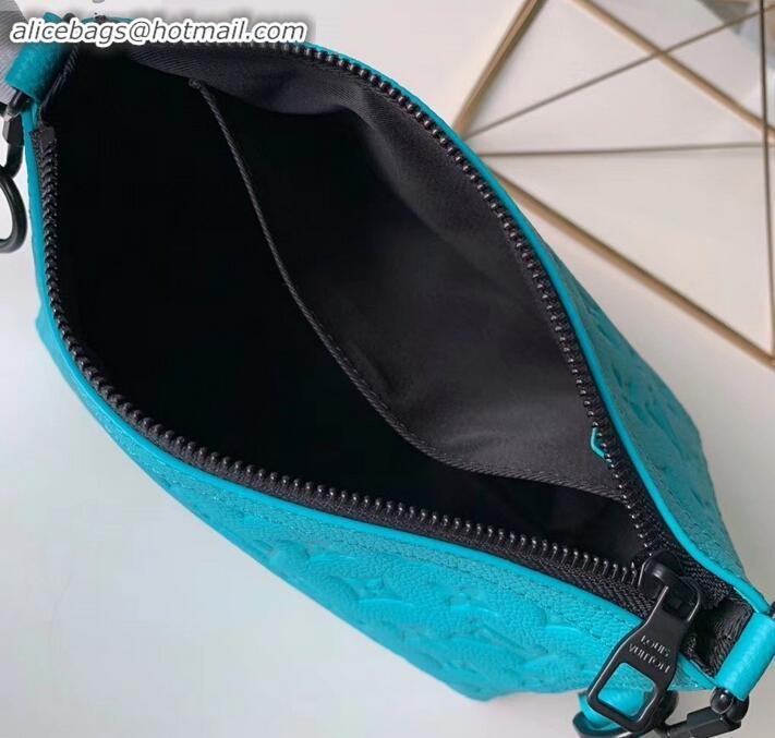 Sophisticated Louis Vuitton Monogram Empreinte Triangle Shaped Messenger Bag M54330 Turquoise 2019