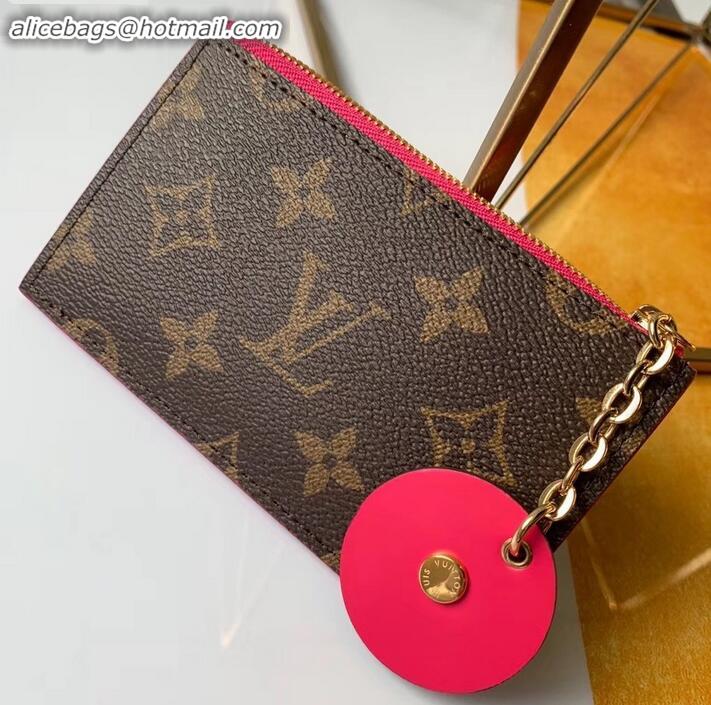 Grade Quality Louis Vuitton Flower Monogram Canvas Zipped Card Holder M67494 Hot Pink 2019