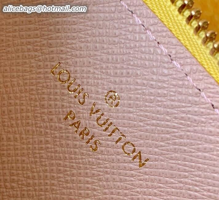 Sumptuous Louis Vuitton Flower Monogram Canvas Zipped Card Holder M67494 Yellow 2019