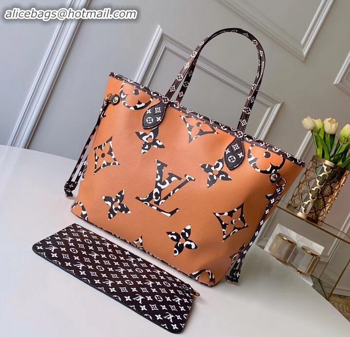 Discount Louis Vuitton Animal Prints Monogram Canvas Neverfull MM Tote Bag M44716 White/Brown 2019