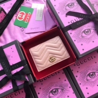 Perfect Gucci GG Marmont card case 466492 light pink