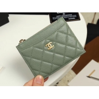 Pretty Style Chanel classic card holder Grained Calfskin & Gold-Tone Metal A84105 green