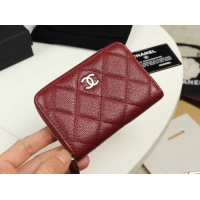 Good Product Chanel classic card holder Grained Calfskin & silver-Tone Metal A69271 Burgundy