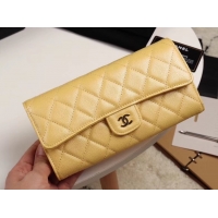 Shop Duplicate Chanel Calfskin Leather & Gold-Tone Metal A80758 yellow