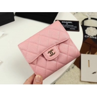 Most Popular Chanel Calfskin Leather Card packet & Gold-Tone Metal A82288 pink