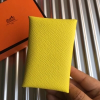 Durable Hermes Bastia Epsom card case H0369 lemon