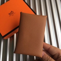 Cute Hermes Bastia Epsom card case H0369 Camel