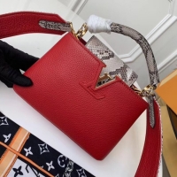 Top Design Louis vuitton original taurillon leather Capucines Mini N95509 Red