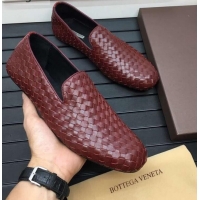 Grade Quality Bottega Veneta Intrecciato Men's Loafers BV8069 Burgundy