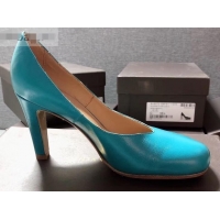 Super Quality Bottega Veneta Heel 9cm Square Toe Bloc Pumps BV9216 Sky Blue 2019