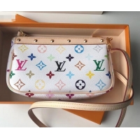 Luxury Louis Vuitton vintage multicolor monogram mini bag M92649 WHITE