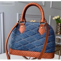 Fashionable Louis Vuitton Malletage-quilted Alma BB Bag M55048 Denim Raw Blue 2019