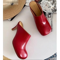 Shop Promotional Bottega Veneta Heel 8.5cm Square Toe Bloc Mules BV9081 Red 2019