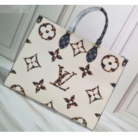 Best Product Louis Vuitton Monogram Canvas Leopard Print Onthego Tote Bag M44674 Black/White 2019