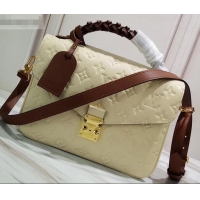 Durable Louis Vuitton Braided Handle Monogram Empreinte Pochette Metis Bag M53940 Creme Beige 2019