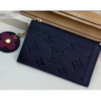 Stylish Louis Vuitton Flower Monogram Empreinte Zipped Card Holder M68338 Black 2019