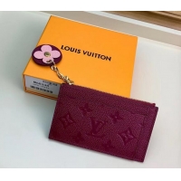 Hot Style Louis Vuitton Flower Monogram Empreinte Zipped Card Holder M68338 Raisin