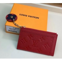 Luxury Louis Vuitton Flower Monogram Empreinte Zipped Card Holder M68338 Red