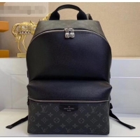 Fashion Louis Vuitton Monogram Canvas and Taiga Leather Discovery Backpack PM Bag M30230 Black 2019