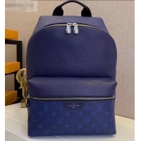 Cheap Louis Vuitton Monogram Canvas and Taiga Leather Discovery Backpack PM Bag M30229 Blue 2019