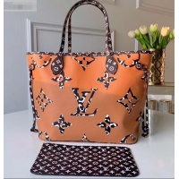 Pretty Style Louis Vuitton Animal Prints Monogram Canvas Neverfull MM Tote Bag M44676 Black/Brown 2019