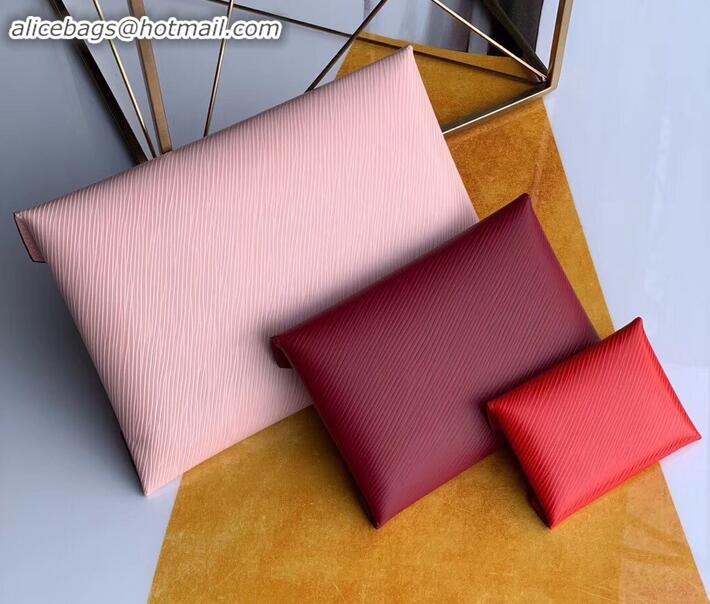 Crafted Louis Vuitton Epi Leather Pochette Kirigami Pouch Bag M62457 Pink/Burgundy/Red 2019