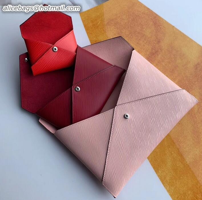 Crafted Louis Vuitton Epi Leather Pochette Kirigami Pouch Bag M62457 Pink/Burgundy/Red 2019