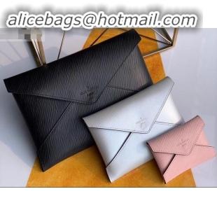 Top Grade Louis Vuitton Epi Leather Pochette Kirigami Pouch Bag M64186 Black/Silver/Pink 2019