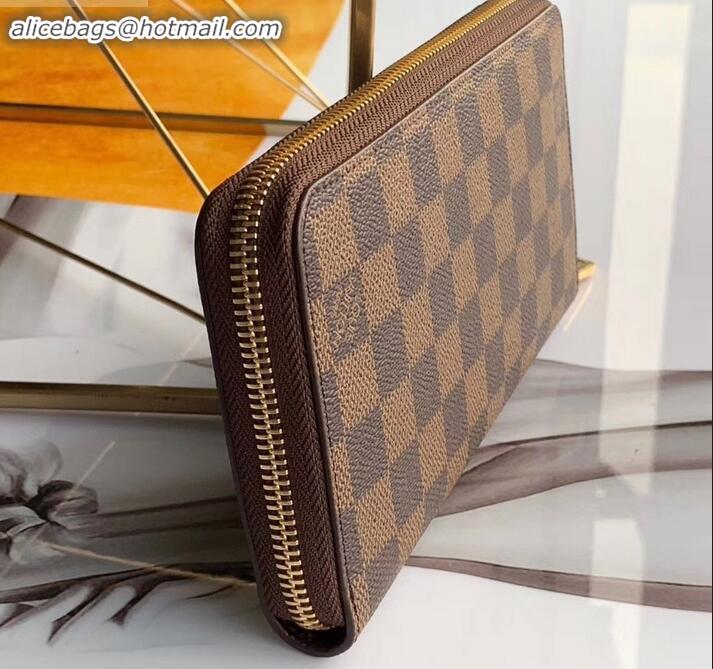 New Product Louis Vuitton Damier Ebene Canvas Zippy Wallet N60015 Print