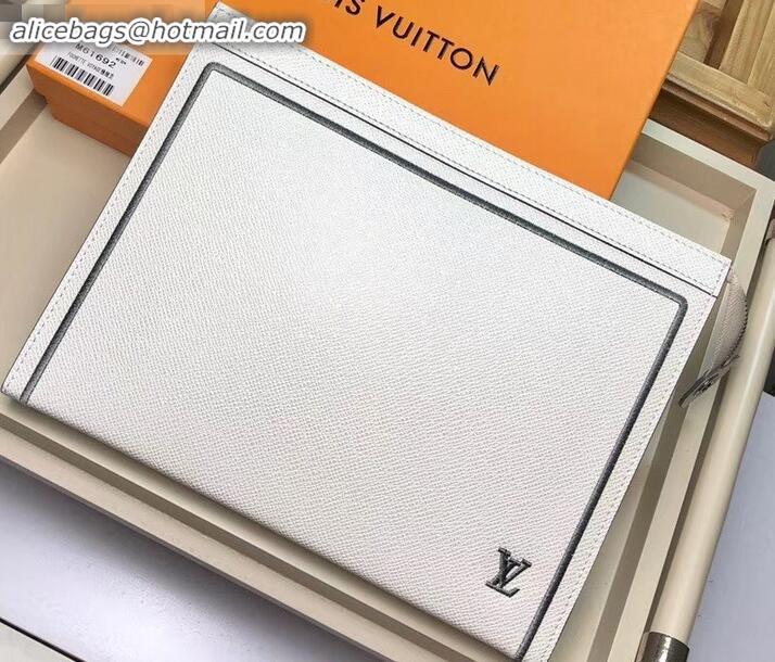 New Stylish Louis Vuitton Pochette Voyage MM Bag Taiga Leather Outline M62912 White/Gray