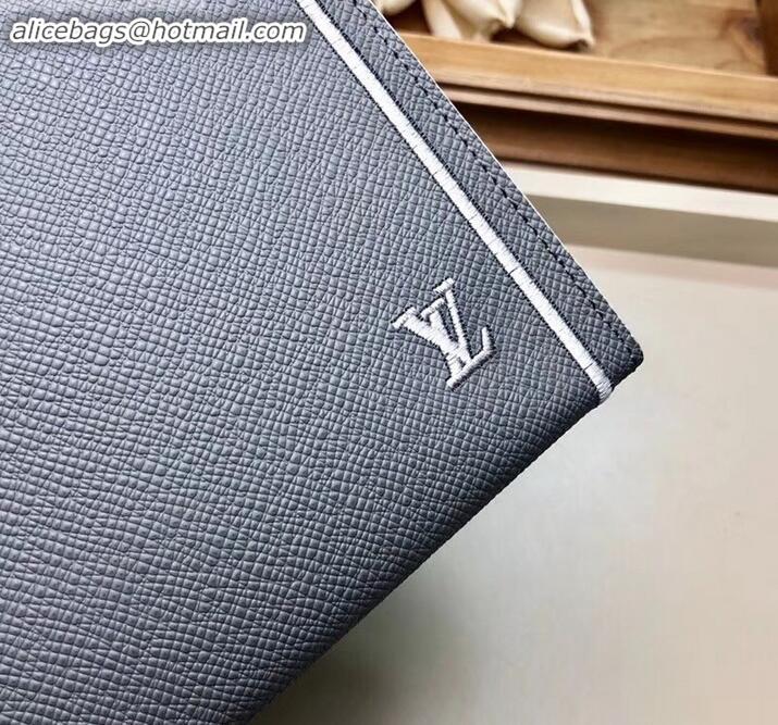 Well Crafted Louis Vuitton Pochette Voyage MM Bag Taiga Leather Outline M62912 Gray/White