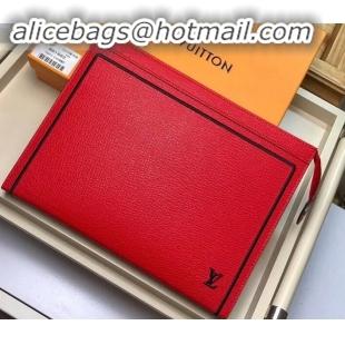 New Fashion Louis Vuitton Pochette Voyage MM Bag Taiga Leather Outline M63397 Red/Black