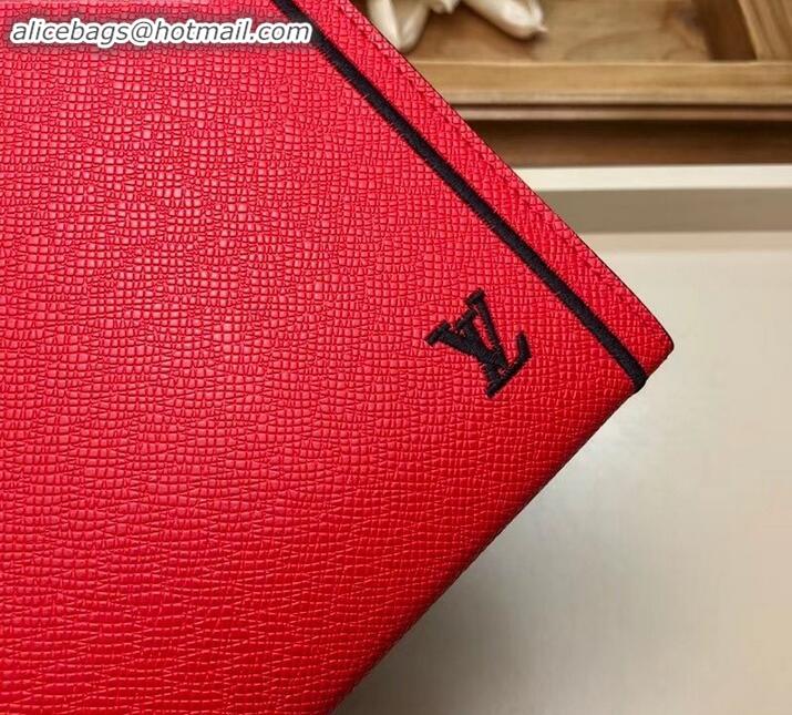 New Fashion Louis Vuitton Pochette Voyage MM Bag Taiga Leather Outline M63397 Red/Black