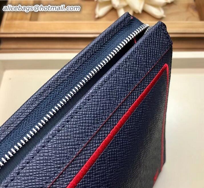 Top Grade Louis Vuitton Pochette Voyage MM Bag Taiga Leather Outline Navy Blue/Red M63394