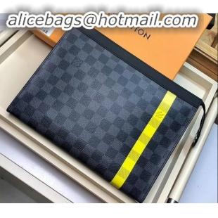 Discount Louis Vuitton Pochette Voyage MM Bag Damier Graphite Canvas N60107 Yellow Stripe