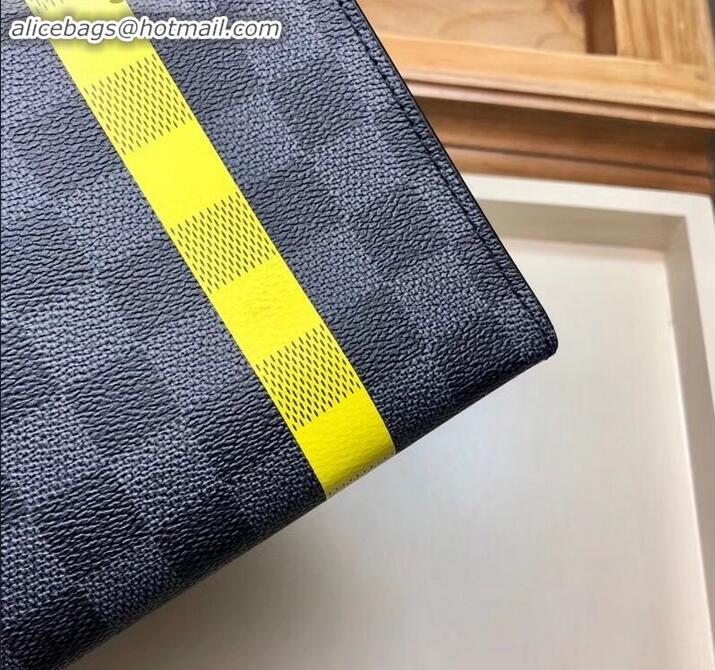 Discount Louis Vuitton Pochette Voyage MM Bag Damier Graphite Canvas N60107 Yellow Stripe