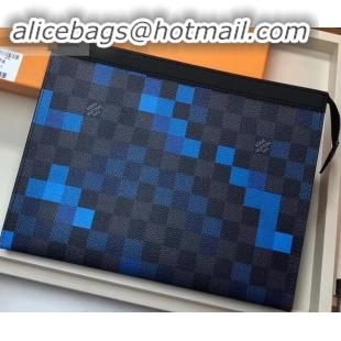 Grade Quality Louis Vuitton Pochette Voyage MM Bag Damier Graphite Canvas Pixel N60174 Blue