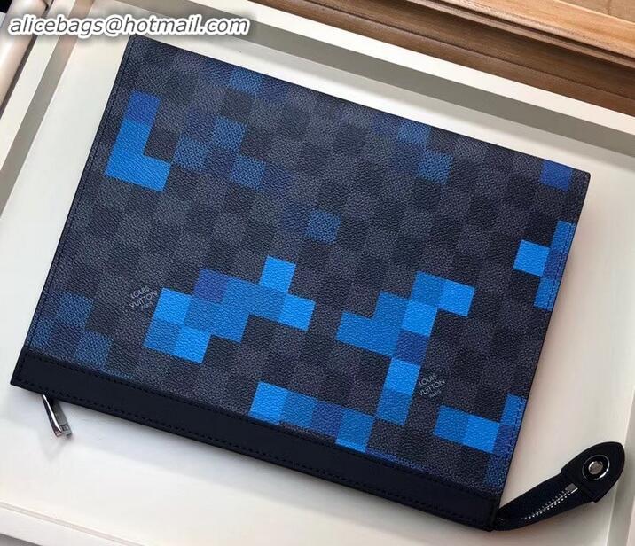 Grade Quality Louis Vuitton Pochette Voyage MM Bag Damier Graphite Canvas Pixel N60174 Blue