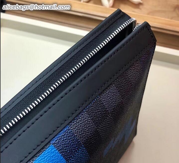 Grade Quality Louis Vuitton Pochette Voyage MM Bag Damier Graphite Canvas Pixel N60174 Blue