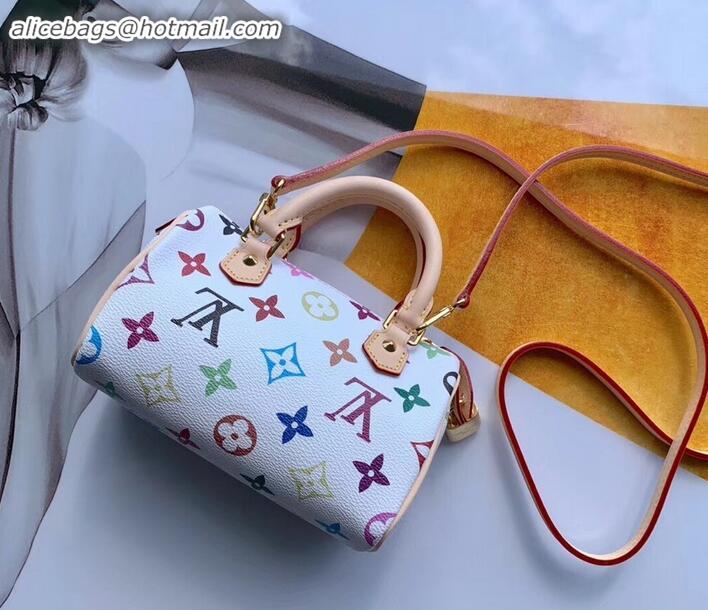 Expensive Louis Vuitton Vintage Monogram Canvas Nano Speedy Turenne Bag M92645 White/Multicolor