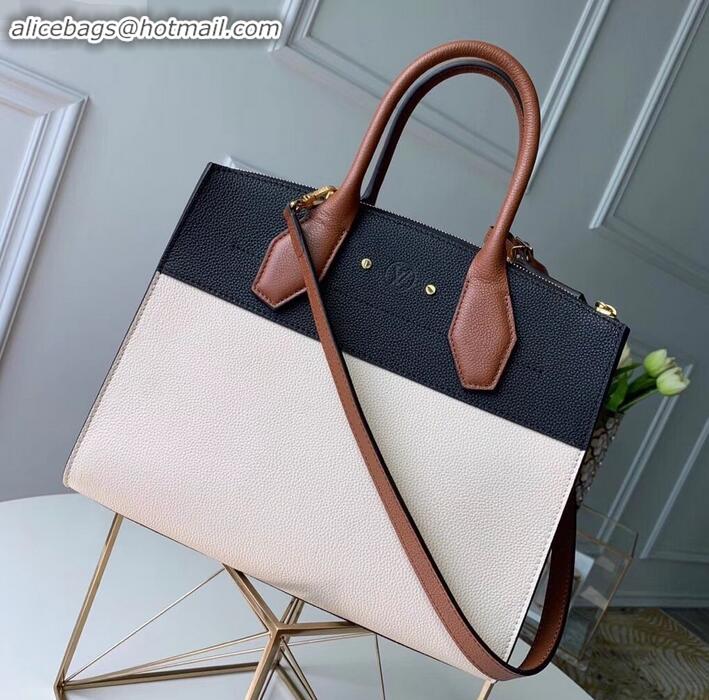 Good Quality Louis Vuitton City Steamer MM Tote Bag M53755 Black/Beige/Tan