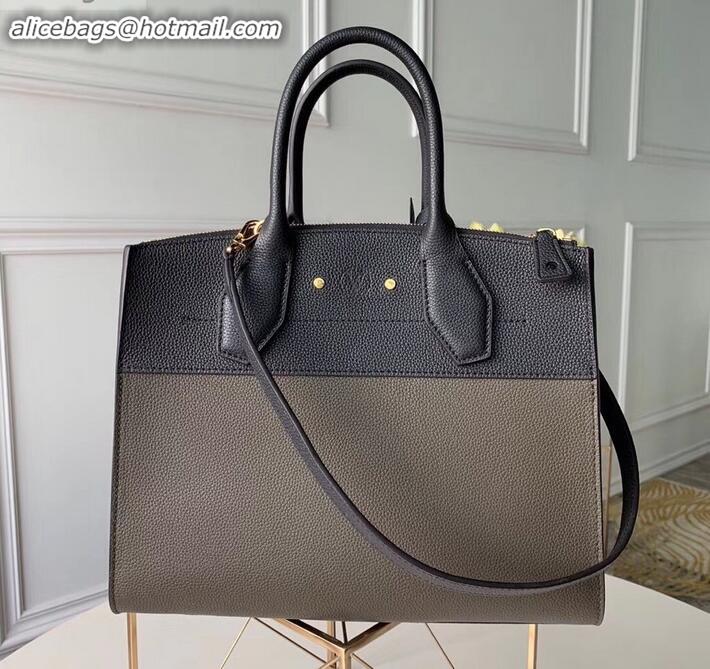 Best Product Louis Vuitton City Steamer MM Tote Bag M54312 Black/Kaki Green