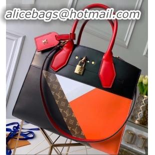 Stylish Louis Vuitton City Steamer MM Tote Bag M53803 Black/Red/Orange