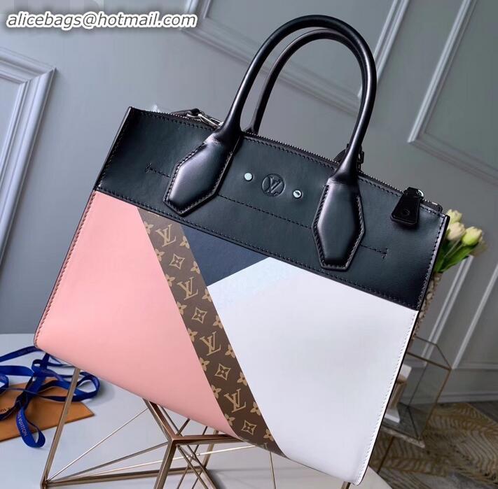 Classic Louis Vuitton City Steamer PM Tote Bag M53888 Pink/White/Navy Blue