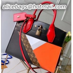 Duplicate Louis Vuitton City Steamer PM Tote Bag M53888 Black/Red/Orange