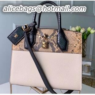 Luxury Louis Vuitton City Steamer PM Tote Bag Python M53811 Python/Creamy