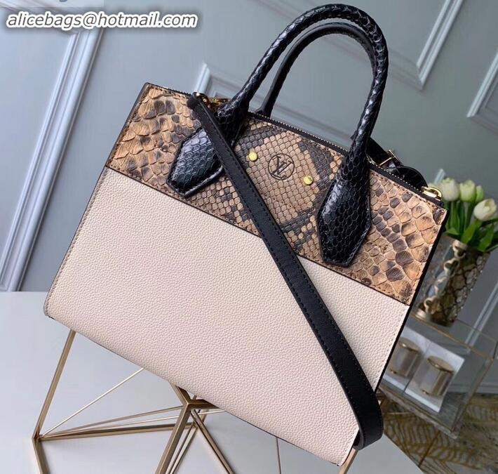 Luxury Louis Vuitton City Steamer PM Tote Bag Python M53811 Python/Creamy