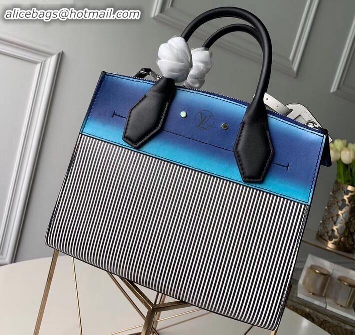 Unique Style Louis Vuitton City Steamer PM Tote Bag Python M53811 Black Stripes/Blue