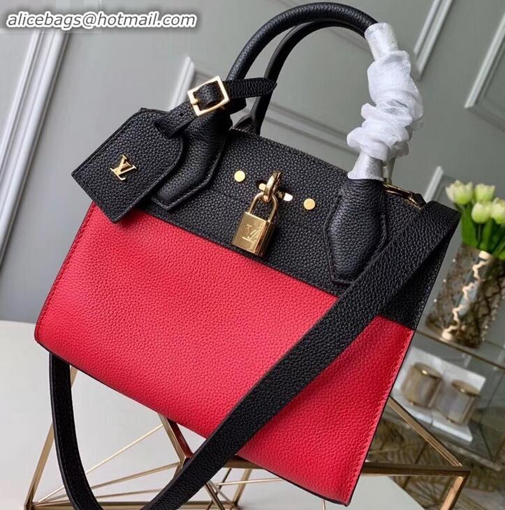 Good Quality Louis Vuitton City Steamer Mini Tote Bag M53818 Black/Red