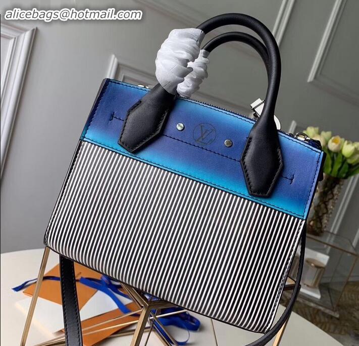 Discount Louis Vuitton City Steamer Mini Tote Bag M53799 Black Stripes/Blue